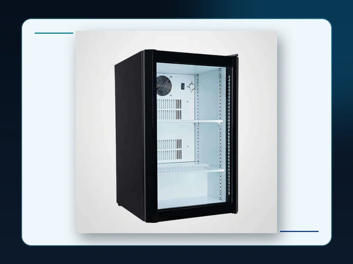 Markool Wide-Body Glass Display Cooler: wide black cabinet with a full-height transparent display opening