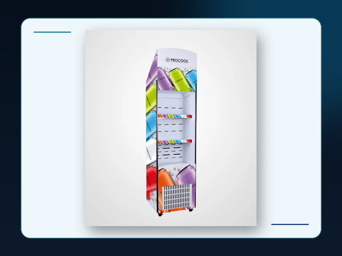 Markool White Cardboard Product Tower: freestanding white printed display with accessible front shelves