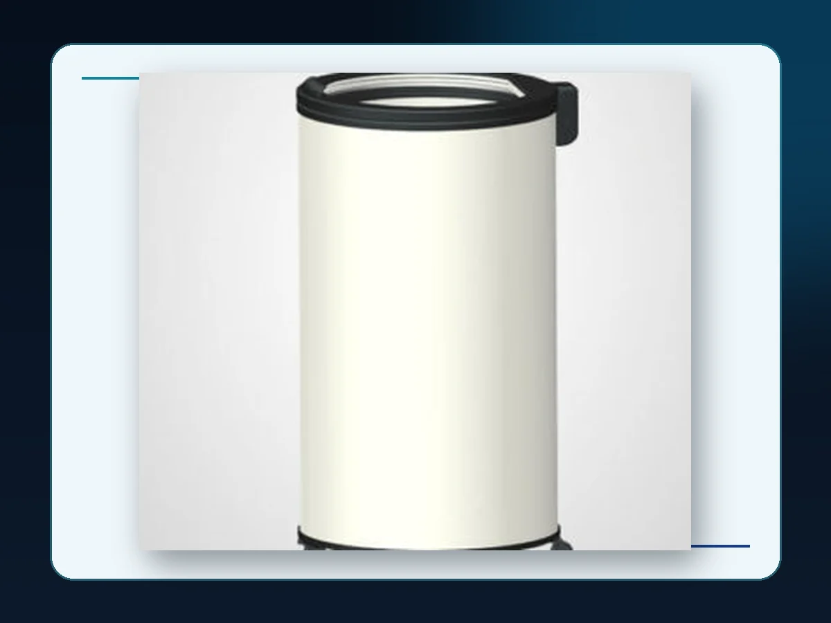 Markool Tall Cream Event Can Cooler: tall light-finish cylinder with a thick black top ring