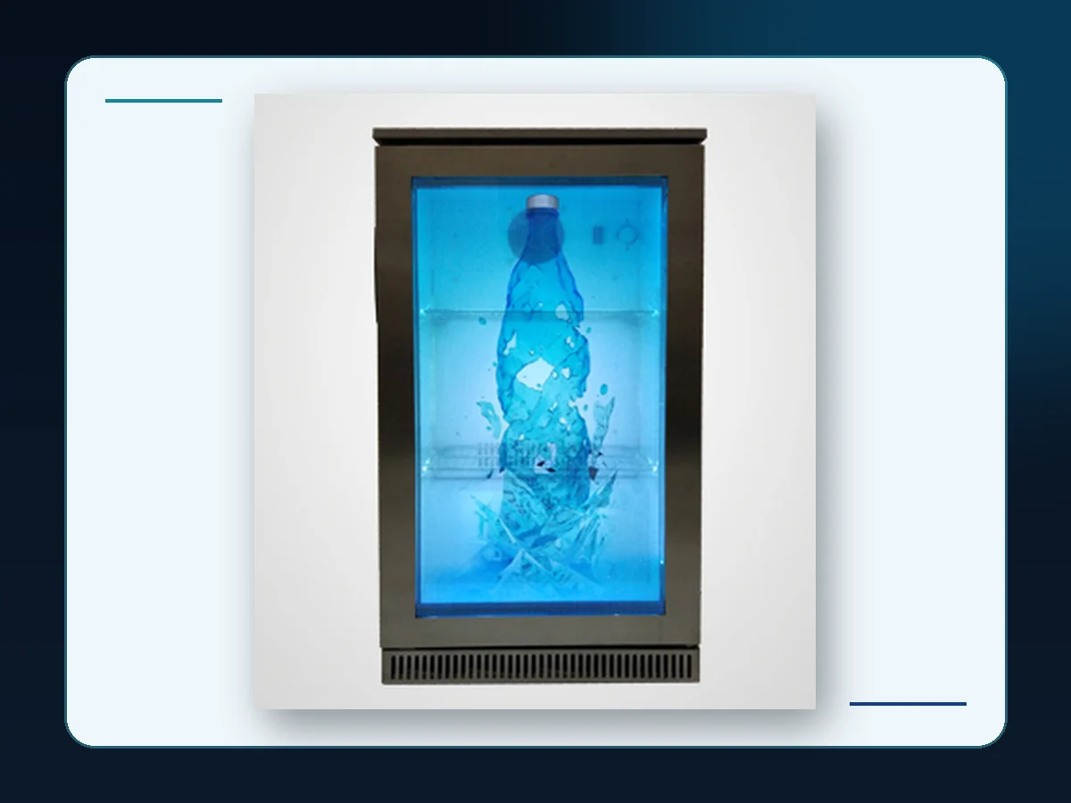 Markool Tall Media Display Refrigerator: high-contrast vertical digital panel designed for prominent campaign playback