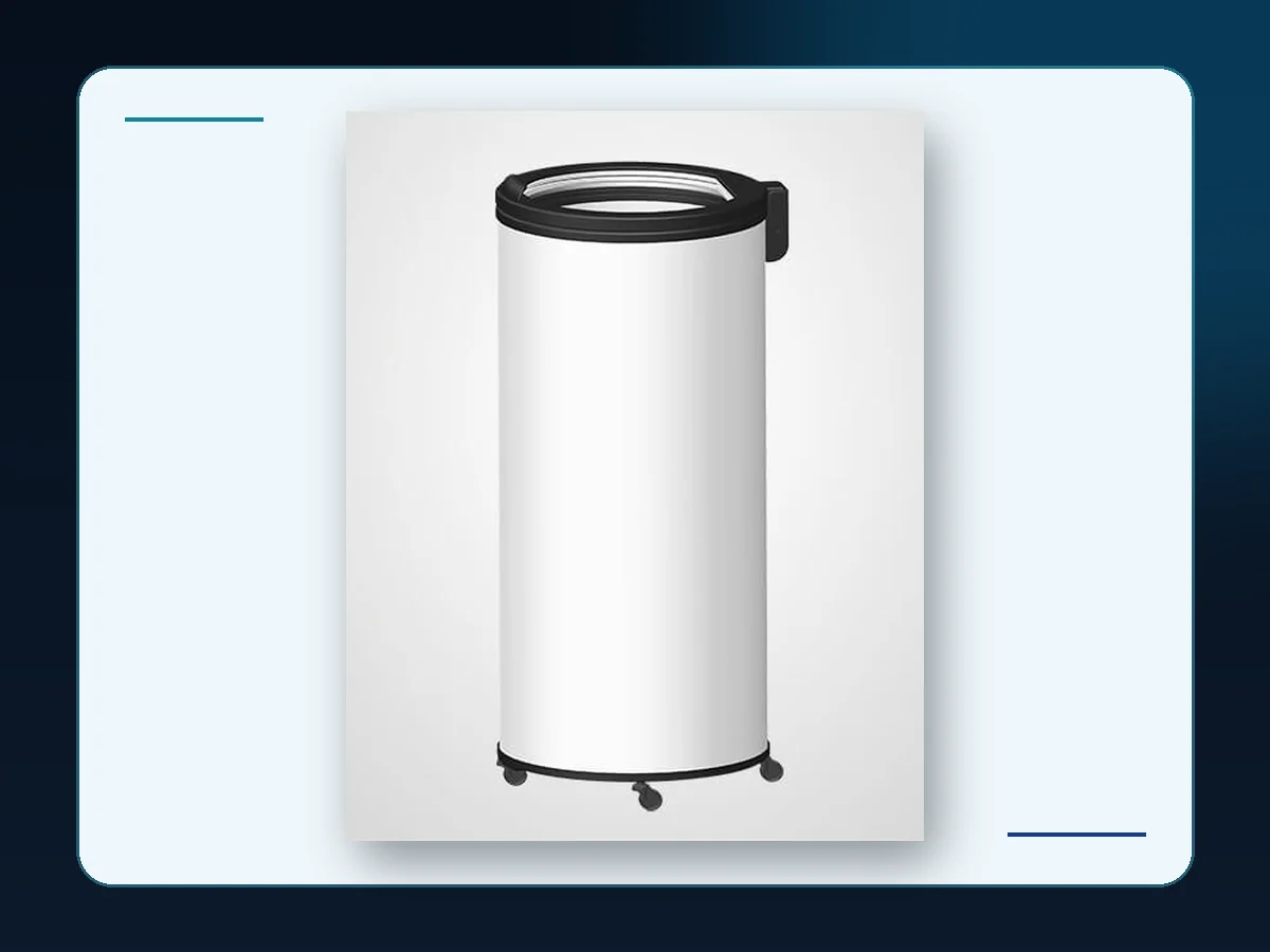 Markool White Ring-Top Can Fridge: clean white cylinder with a raised black display rim