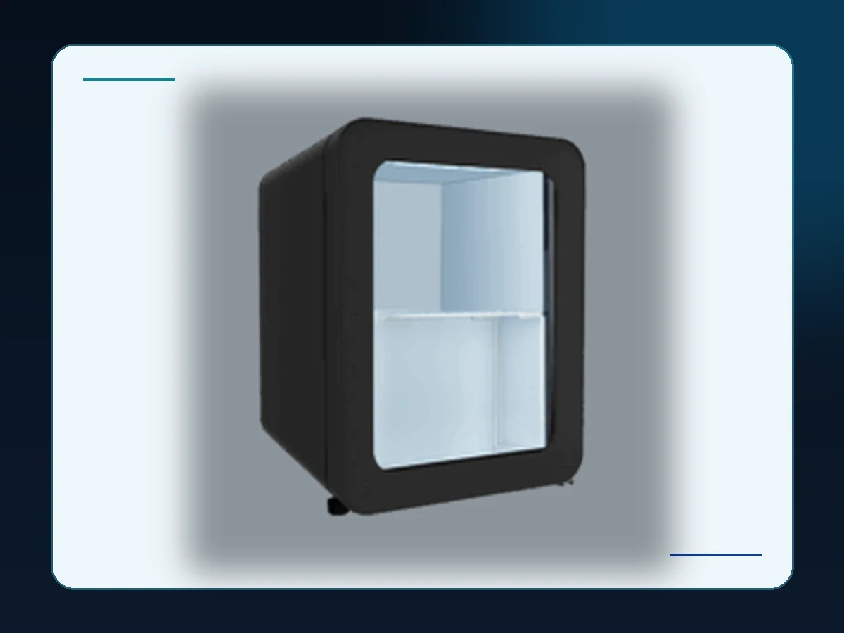 Markool Wide-View Counter Mini Cooler: low-profile glass-front cabinet with a broad product window