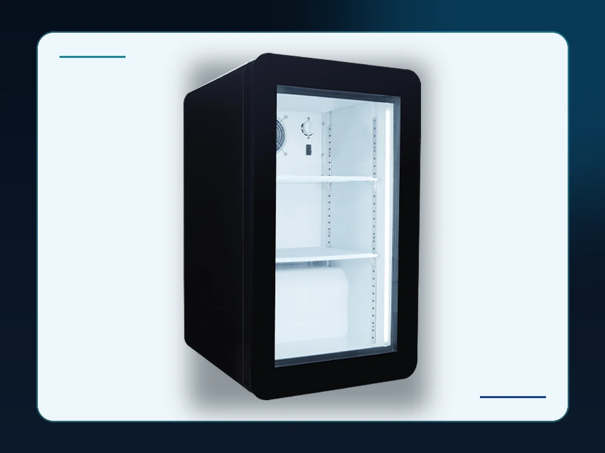 Markool Illuminated Cube Mini Fridge: cube-format cooler with bright internal illumination and a clear door