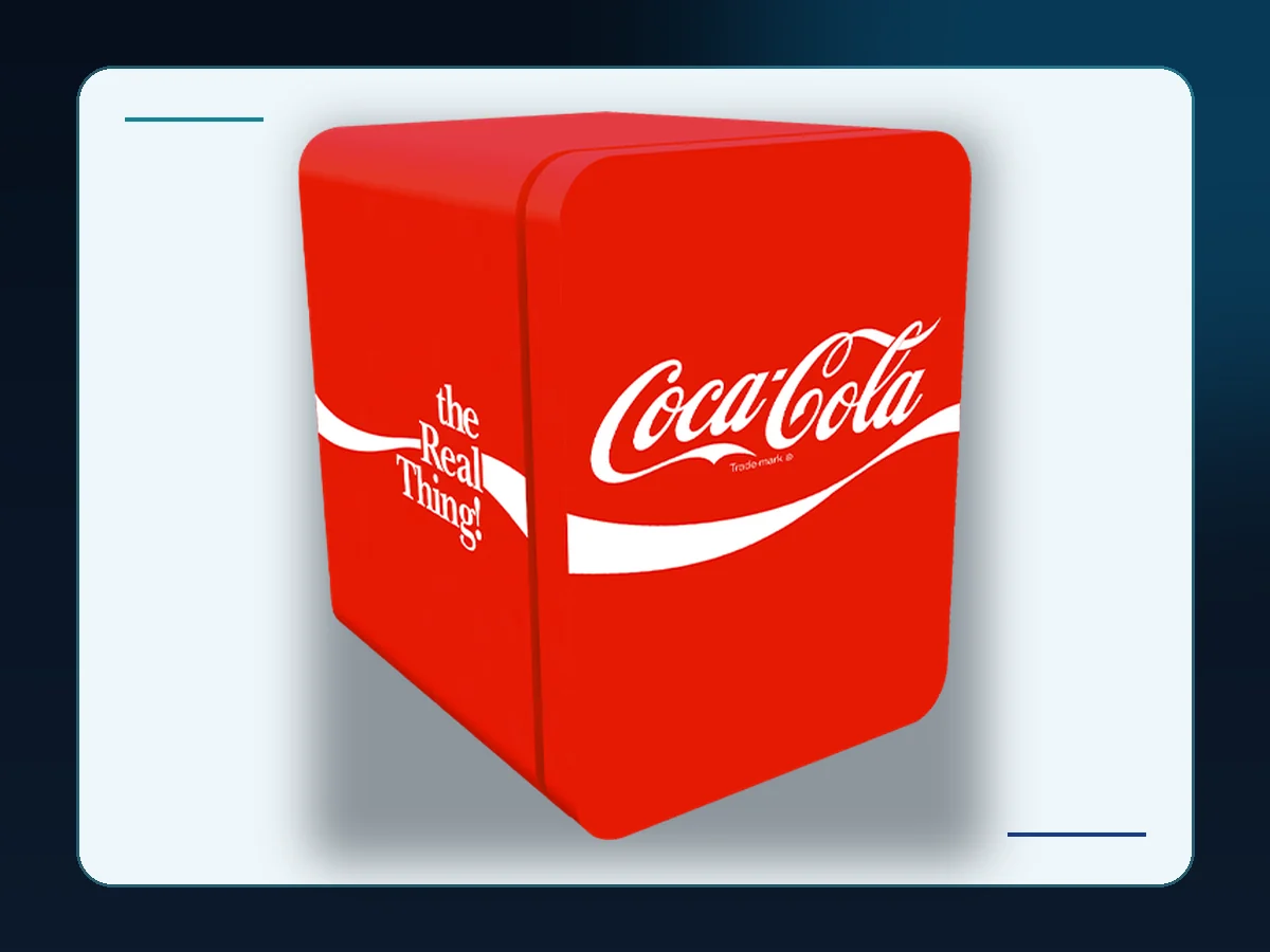 Markool Red Rounded-Corner Retro Fridge: bright red cube refrigerator with pronounced soft corners