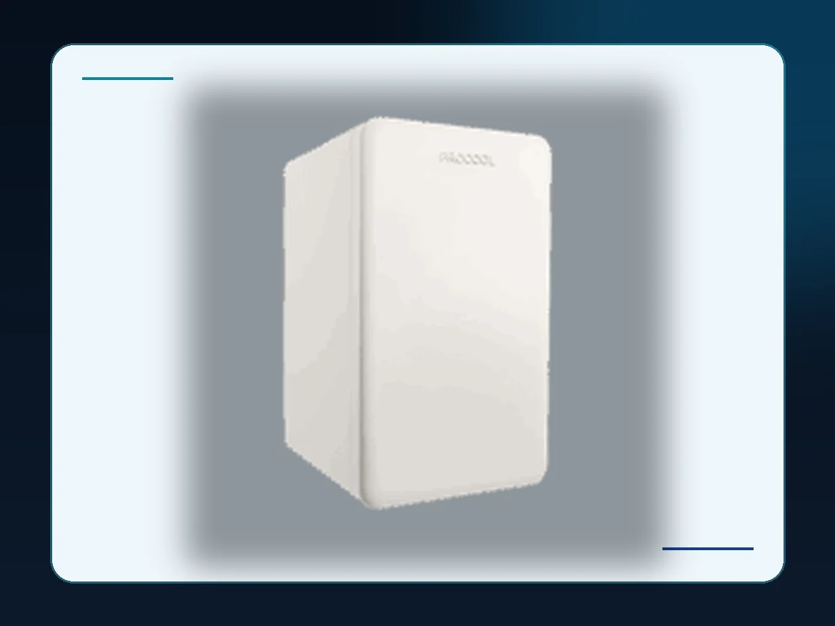 Markool White Freestanding Retro Refrigerator: full-height white solid-door cabinet with softly rounded corners