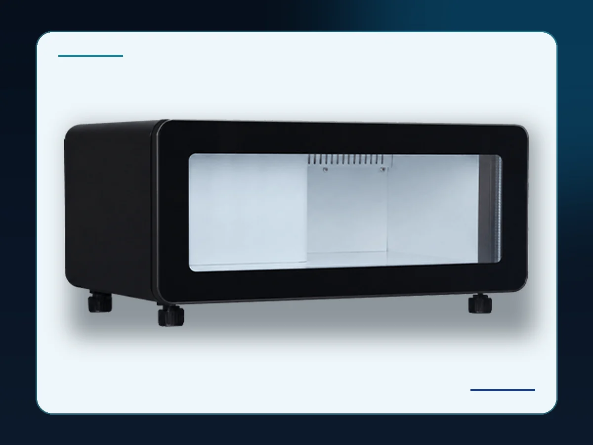 Markool Two-Bay Counter-Height Bar Cooler: low commercial cabinet divided into two clear display sections