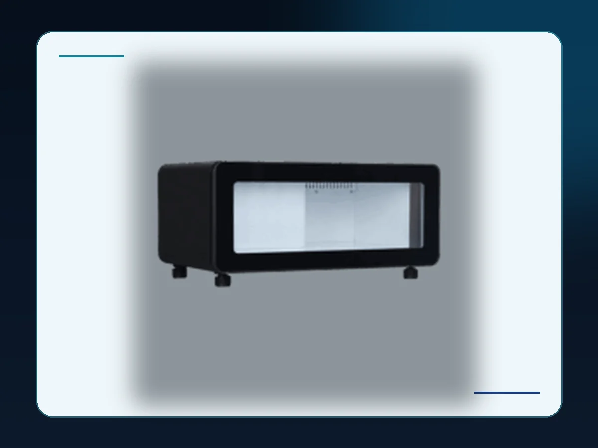 Markool Sliding-Glass Back Bar Cooler: horizontal black cabinet with overlapping glass-door presentation