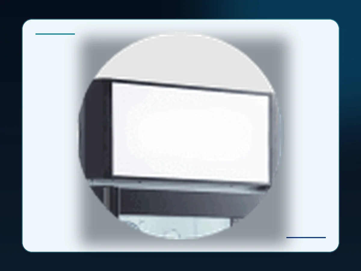 Markool Illuminated Header Panel: wide blank lightbox panel positioned above a display door