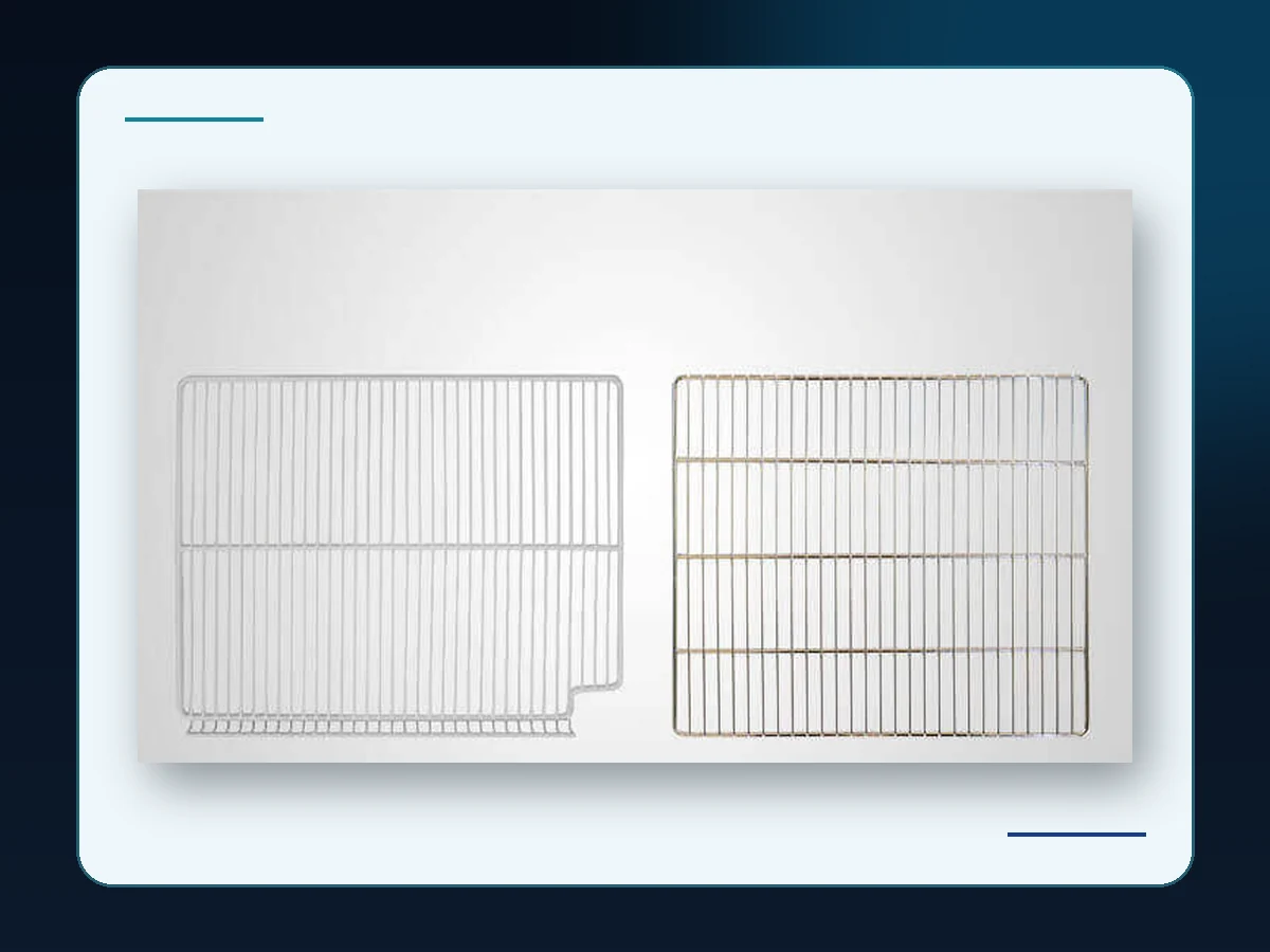 Markool Chrome Wire Shelf Pair: two bright wire shelves with open-grid construction