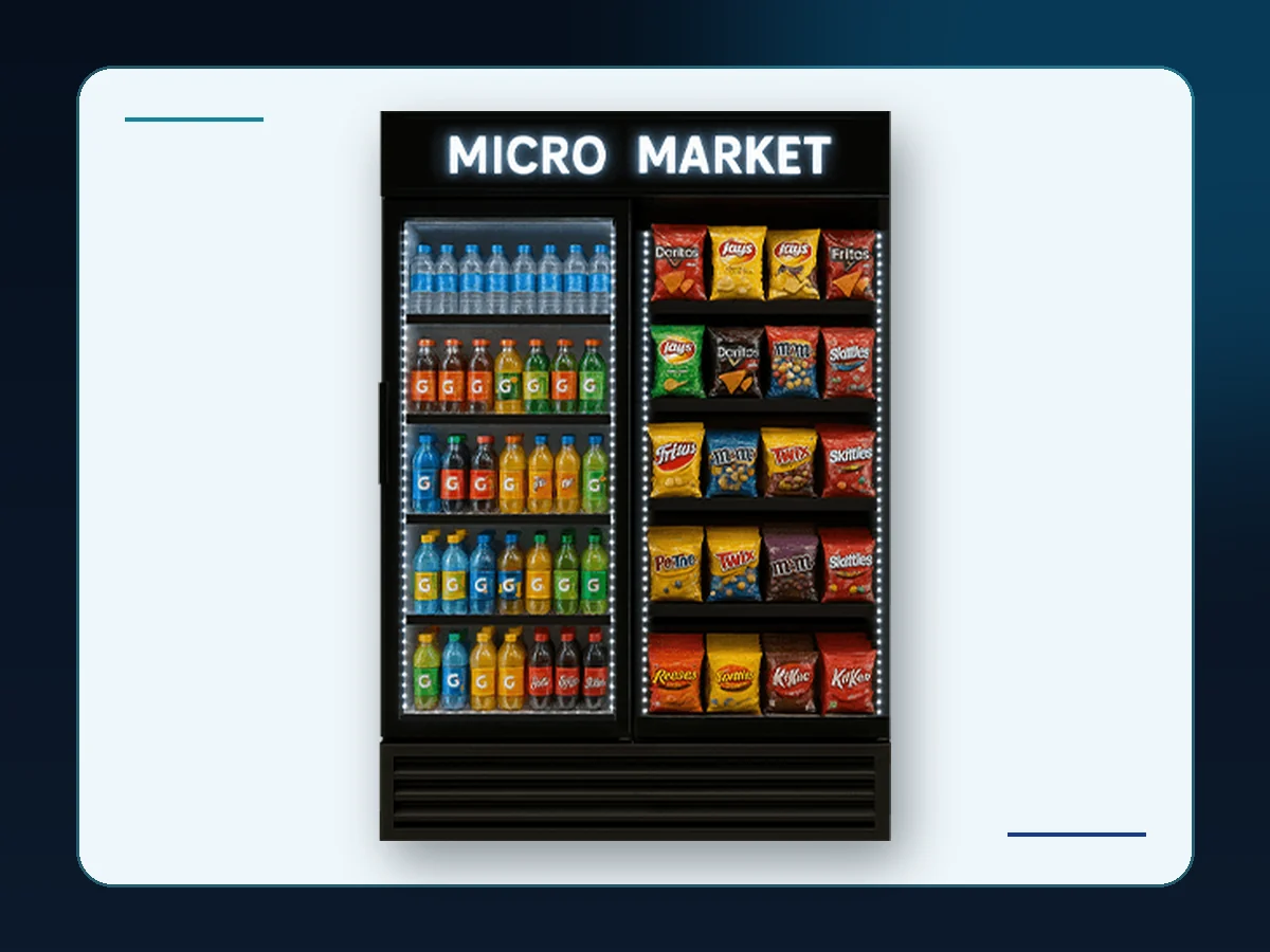 Markool Micro-Market Display Wall: combined product display and refrigerated merchandising wall